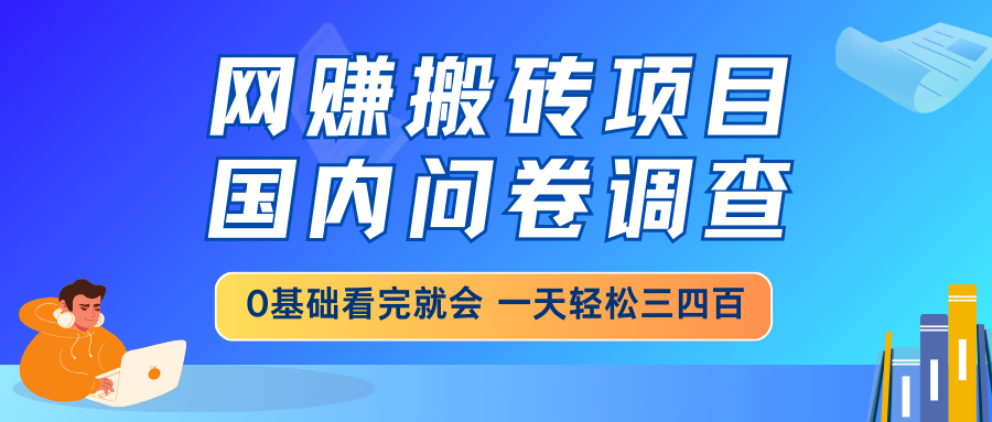 网赚搬砖项目，国内问卷调查，0基础看完就会 一天轻松三四百，靠谱副业...-hcnxn