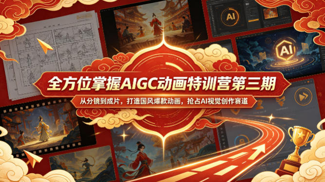 全方位掌握AIGC动画特训营第三期，从分镜到成片，打造国风爆款动画，抢占AI视觉创作赛道红利-hcnxn