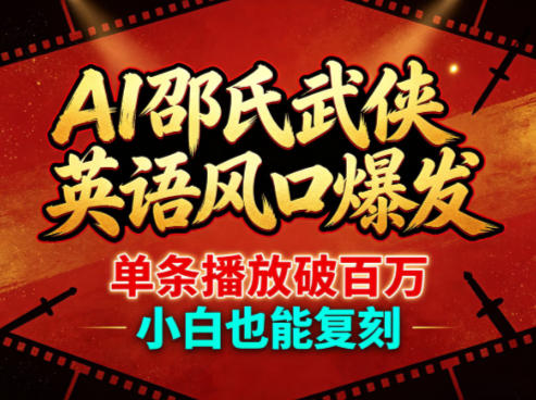 AI邵氏武侠英语风口爆发，单条播放破百万，小白也能复刻-hcnxn