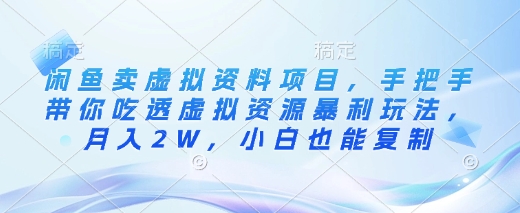 闲鱼卖虚拟资料项目，手把手带你吃透虚拟资源暴利玩法，月入2W，小白也能复制-hcnxn