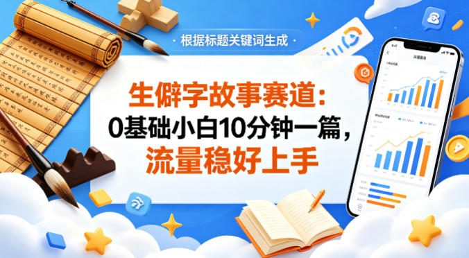 公众号流量主——生僻字故事赛道，流量稳，好上手，0基础小白也能10分钟一篇-hcnxn