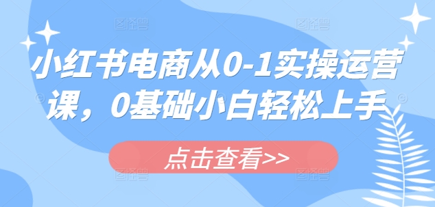 小红书电商从0-1实操运营课，0基础小白轻松上手-hcnxn