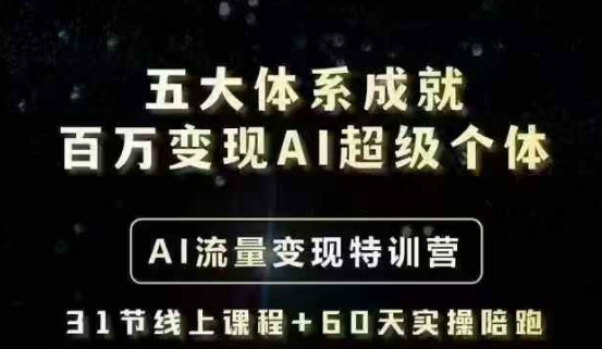 五大体系成就百万变现AI超级个体- AI流量变现特训营，一步一步教你一个人怎么年入百W-hcnxn