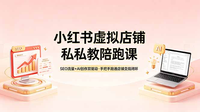 小红书虚拟店铺私教陪跑课，SEO流量+AI创作双驱动，手把手跑通店铺变现闭环-hcnxn