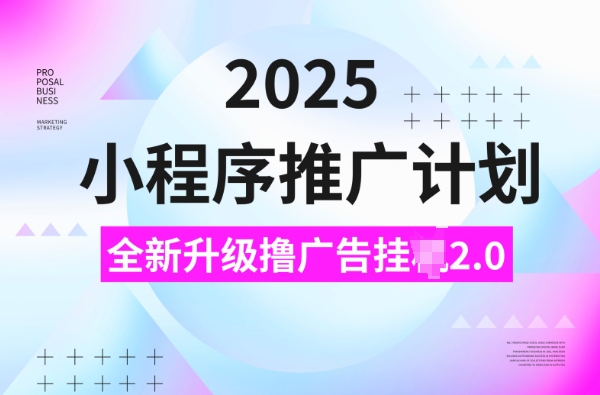 2025小程序推广计划，撸广告挂JI3.0玩法，日均5张【揭秘】-hcnxn