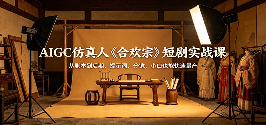 AIGC仿真人《合欢宗》短剧实战课：从剧本到后期，提示词，分镜，小白也能快速量产-hcnxn