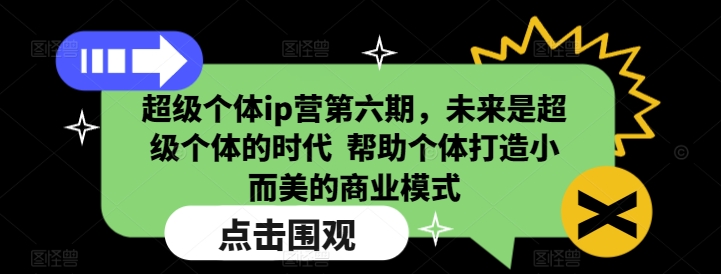 超级个体ip营第六期，未来是超级个体的时代  帮助个体打造小而美的商业模式-hcnxn