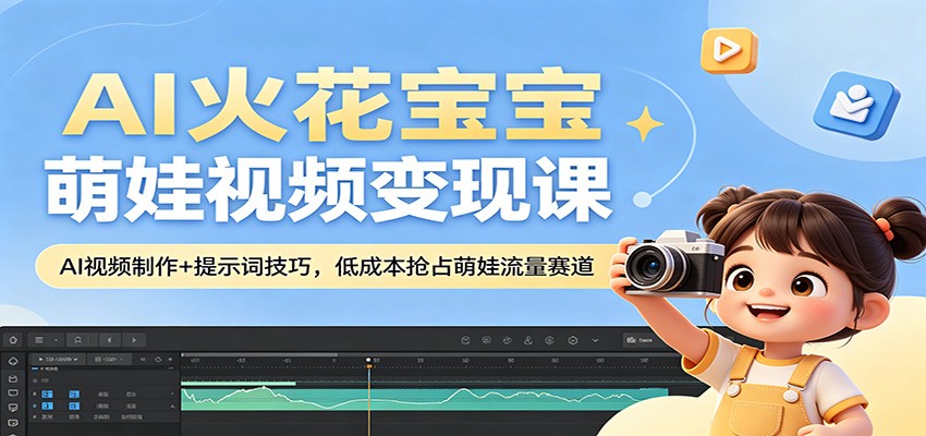 AI火花宝宝萌娃视频变现课：AI视频制作+提示词技巧，低成本抢占萌娃流量赛道-hcnxn