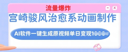宫崎骏风治愈系动画制作，AI软件一键生成原创视频流量爆炸，单日变现多张，详细实操流程-hcnxn