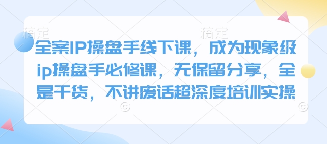 全案IP操盘手线下课，成为现象级ip操盘手必修课，无保留分享，全是干货，不讲废话超深度培训实操-hcnxn