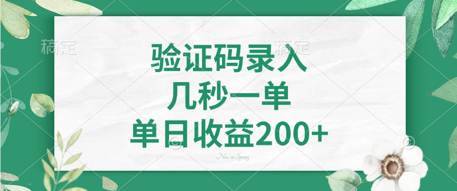 验证码录入，几秒一单，单日收益200+-hcnxn