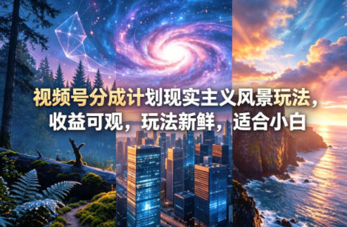 视频号分成计划现实主义风景玩法，收益可观，玩法新鲜，适合小白-hcnxn