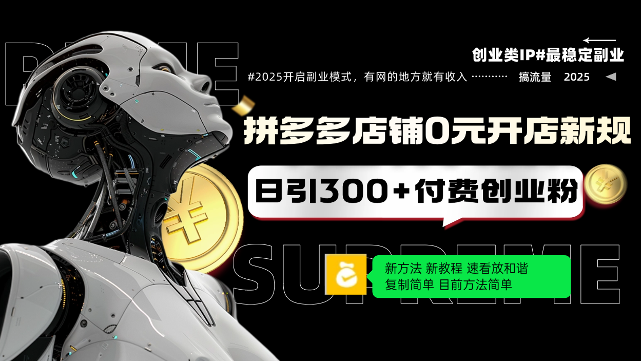 拼多多店铺0元开店新规，日引300+付费创业粉，目前方法简单复制粘贴可矩阵-hcnxn
