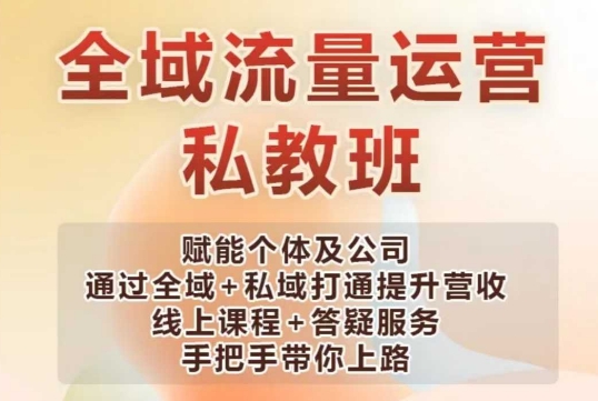 全域流量运营操盘课，赋能个体及公司通过全域+私域打通提升营收-hcnxn