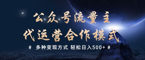 公众号流量主代运营  多种变现方式 轻松日入5张【揭秘】-hcnxn