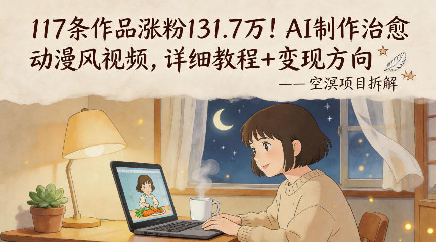 117条作品涨粉131.7W！AI制作治愈动漫风视频，详细教程+变现方向-hcnxn