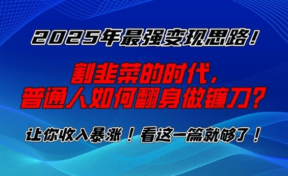 2025年最强变现思路，割韭菜的时代， 普通人如何翻身做镰刀？【揭秘】-hcnxn