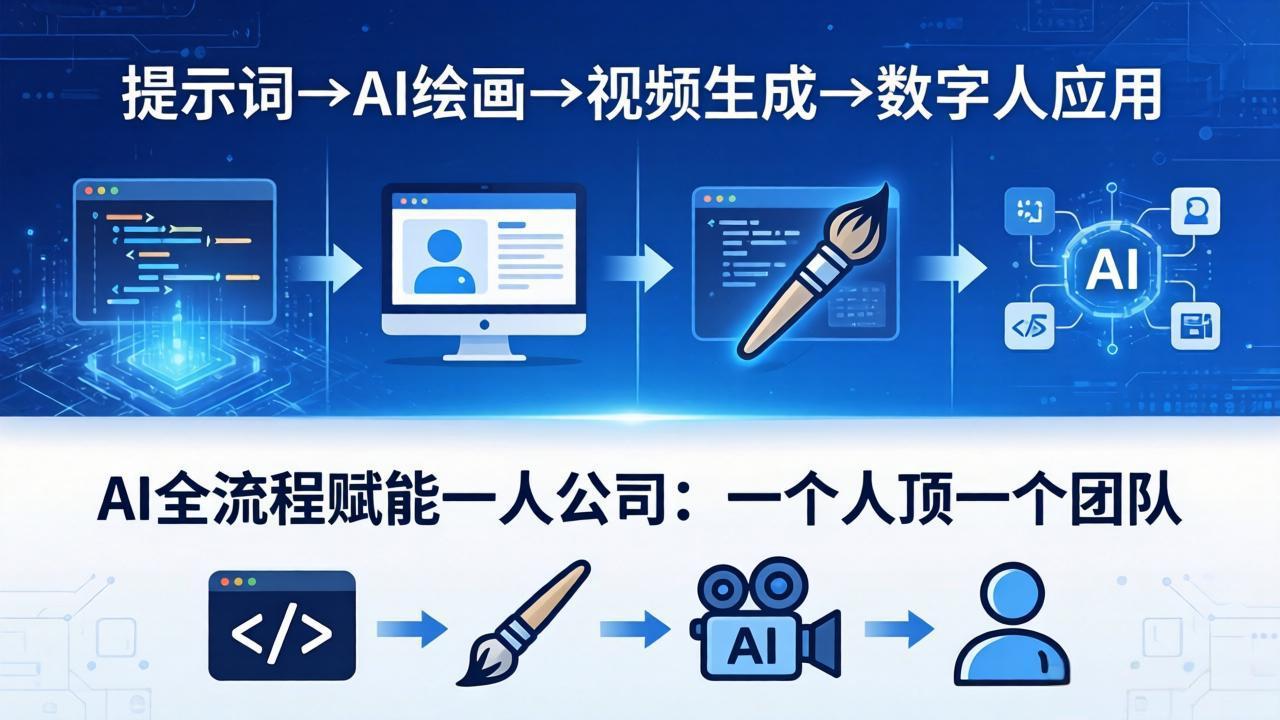 AI全流程赋能一人公司：提示词、绘画、视频、数字人、编程，一个人顶一个团队-hcnxn