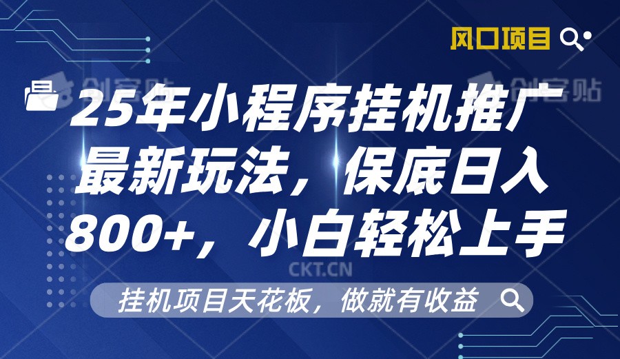 2025年小程序挂机推广最新玩法，保底日入800+，小白轻松上手-hcnxn