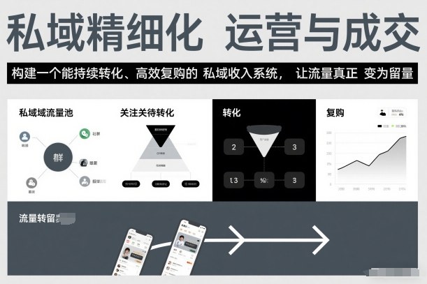私域精细化运营与成交，构建一个能持续转化、高效复购的私域收入系统，让流量真正变为留量-hcnxn