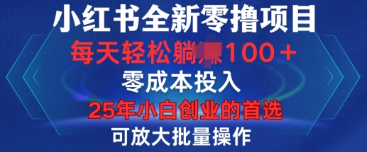 小红书全新纯零撸项目，只要有号就能玩，可放大批量操作，轻松日入100+【揭秘】-hcnxn