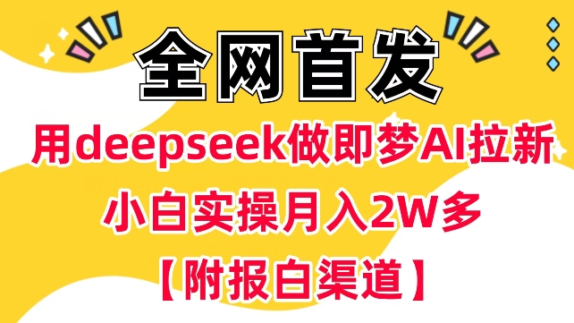 用deepseek做即梦Ai拉新 小白实操月入过W+【附报白渠道】-hcnxn