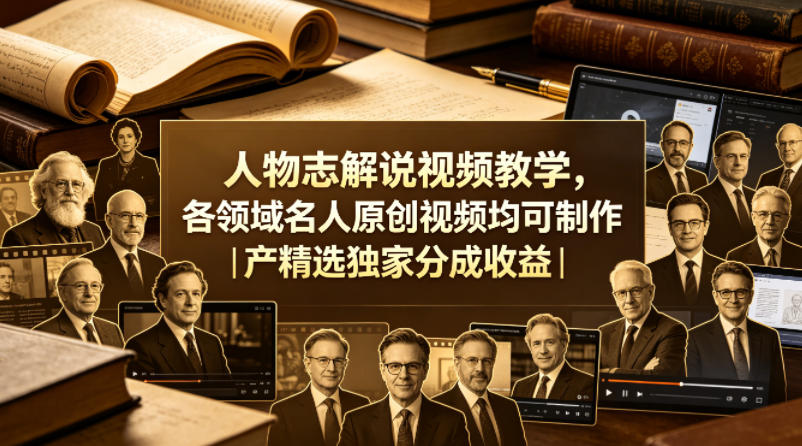 人物志解说视频教学，各领域名人原创视频均可制作丨精选独家分成收益(更新0430)-hcnxn