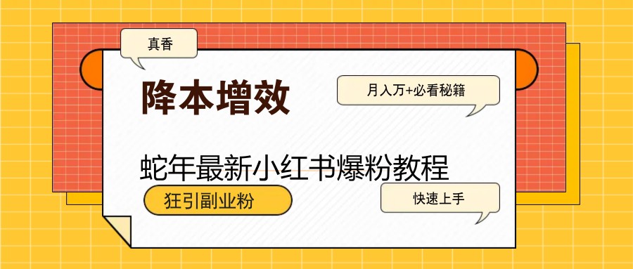 蛇年最新小红书爆粉教程，狂引副业粉，月入万+必看-hcnxn
