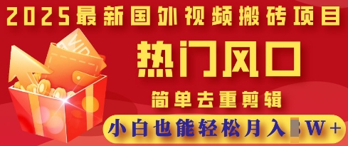 2025最新视频搬砖项目，热门风口，简单去重剪辑，小白也能轻松月入过W-hcnxn