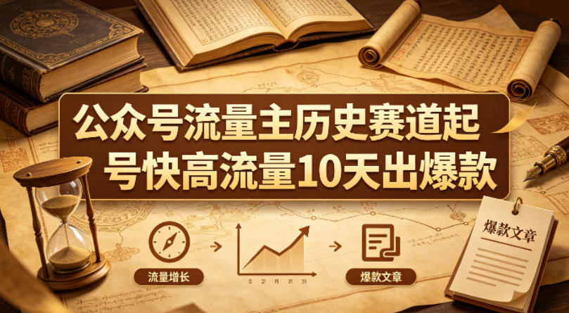 公众号流量主之历史赛道，起号快+高流量，10天就能出爆款！-hcnxn