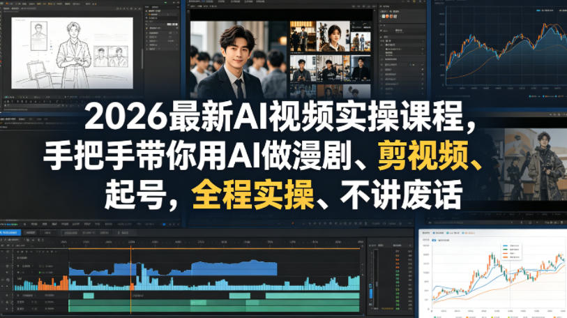 2026最新AI视频实操课程，手把手带你用AI做漫剧、剪视频、起号，全程实操、不讲废话-hcnxn
