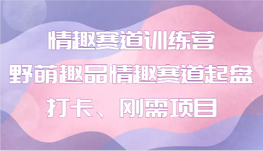 情趣赛道训练营 野萌趣品情趣赛道起盘打卡、刚需项目-hcnxn