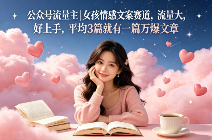 公众号流量主女孩情感文案赛道，流量大，好上手，平均3篇就有一篇万爆文章-hcnxn