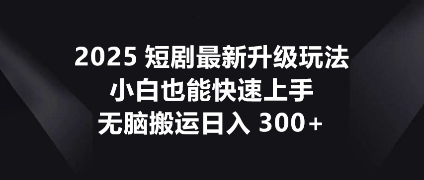 2025短剧最新升级玩法，小白也能快速上手，无脑搬运日入300+-hcnxn