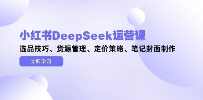 小红书DeepSeek运营课，选品技巧、货源管理、定价策略、笔记封面制作-hcnxn