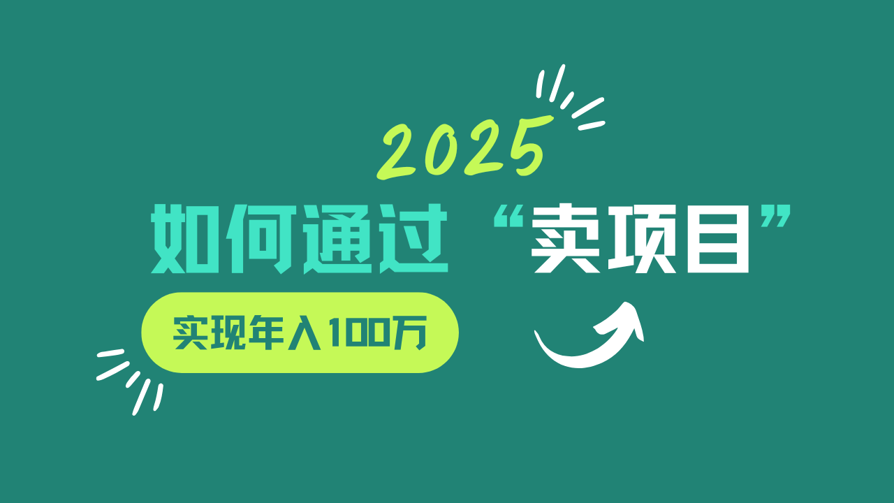 2025年如何通过“卖项目”实现年入100w-hcnxn