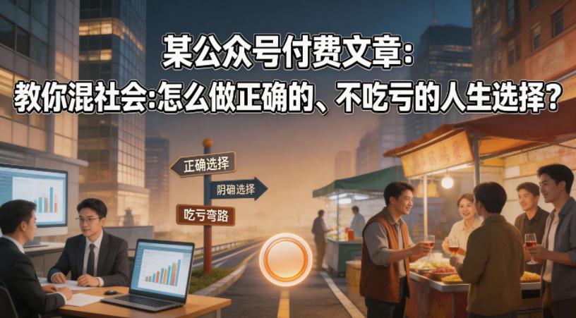 某公众号付费文章：教你混社会：怎么做正确的、不吃亏的人生选择？-hcnxn