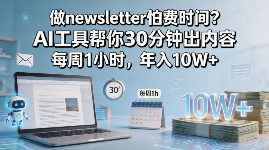 做newsletter怕费时间？AI工具帮你30分钟出内容，每周1小时，年入10W+！【原创双语字幕】-hcnxn