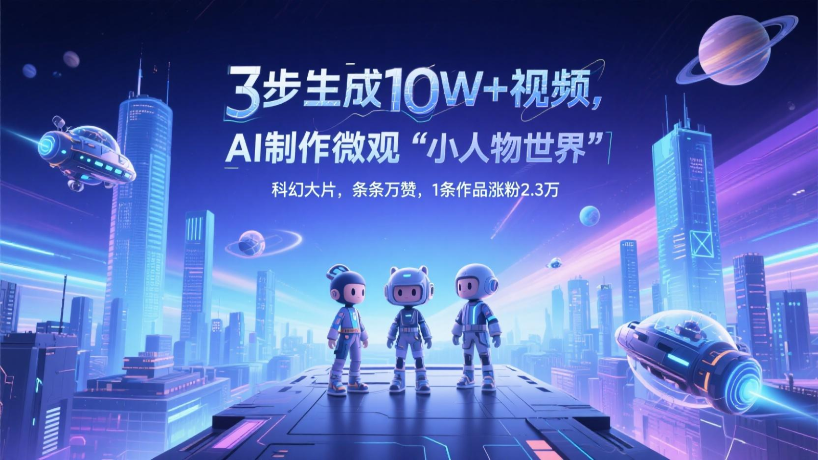 三步生成10W+视频，AI制作微观“小人物世界”科幻大片，条条万赞，1条作品涨粉2.3万-hcnxn