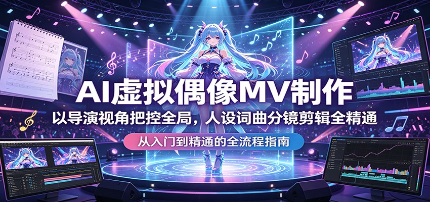 AI虚拟偶像MV制作：以导演视角把控全局，人设词曲分镜剪辑全精通-hcnxn