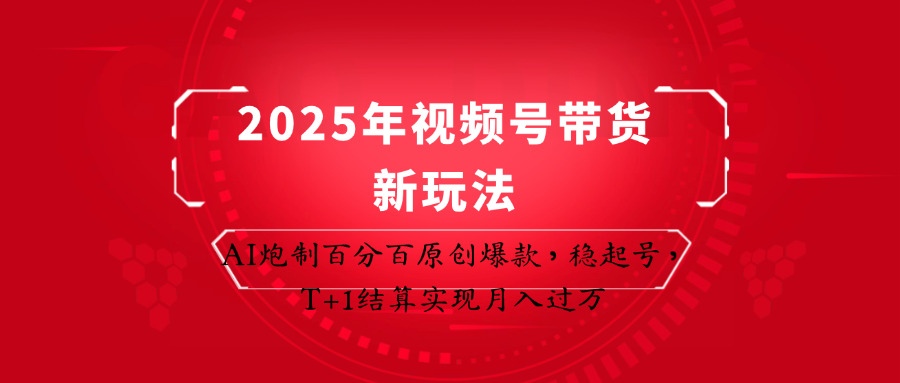 2025年视频号带货新玩法：AI炮制百分百原创爆款，稳起号，T+1结算实现月入过万-hcnxn