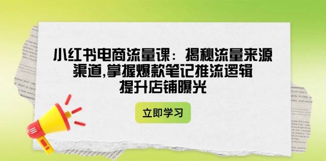 小红书电商流量课：揭秘流量来源渠道,掌握爆款笔记推流逻辑,提升店铺曝光-hcnxn