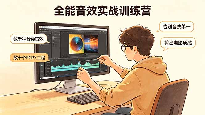 全能音效实战训练营：数千种分类音效+数十个FCPX工程，告别音效单一，剪出电影质感-hcnxn