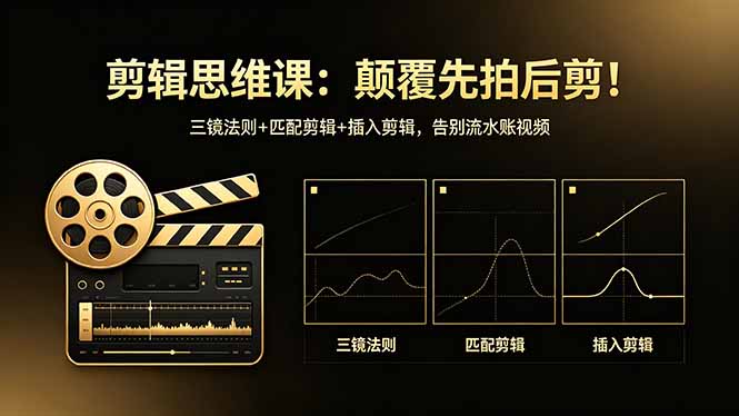 剪辑思维课：颠覆先拍后剪！三镜法则+匹配剪辑+插入剪辑，告别流水账视频-hcnxn