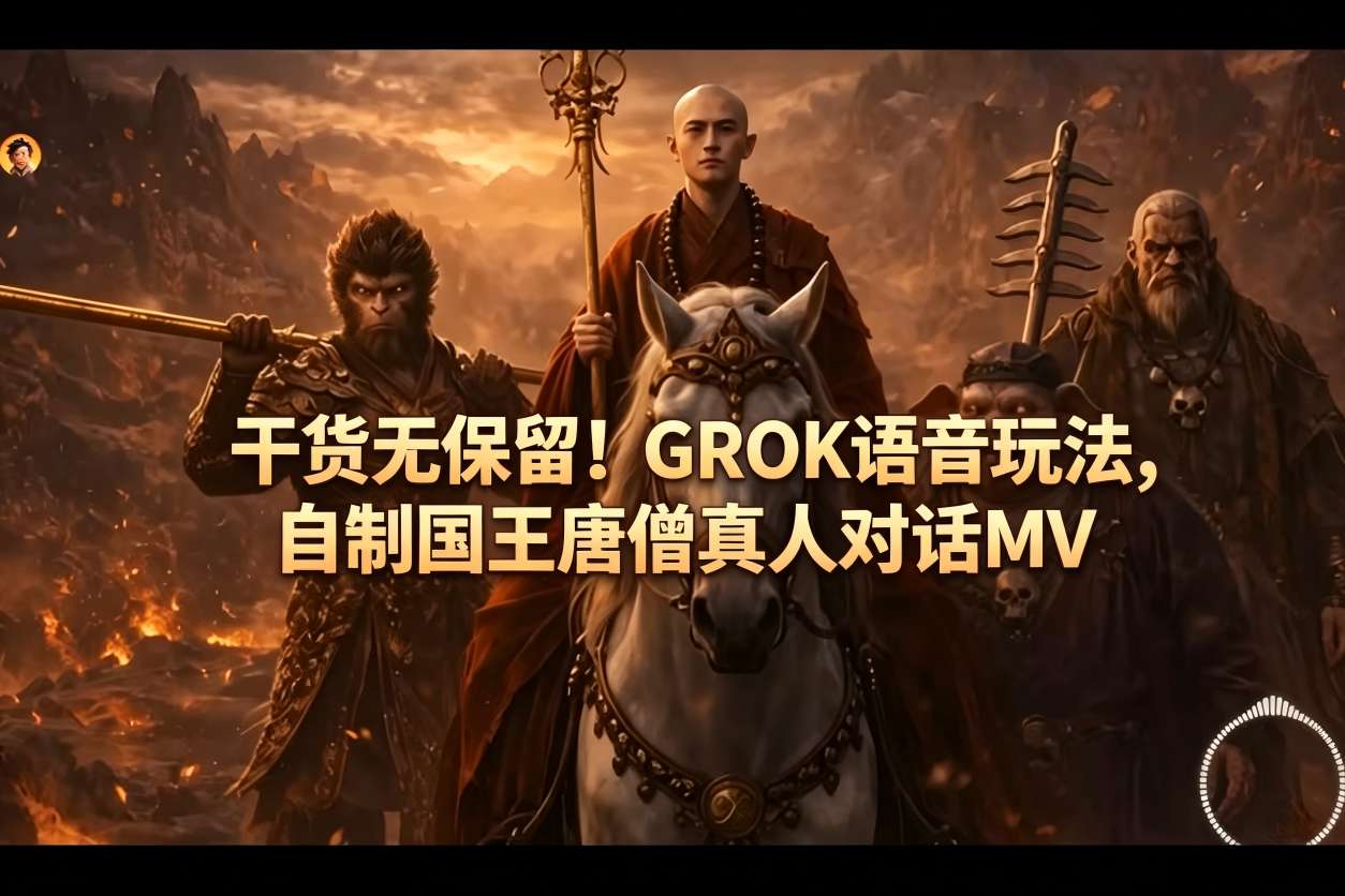 干货无保留！GROK语音玩法，自制国王唐僧真人对话MV-hcnxn