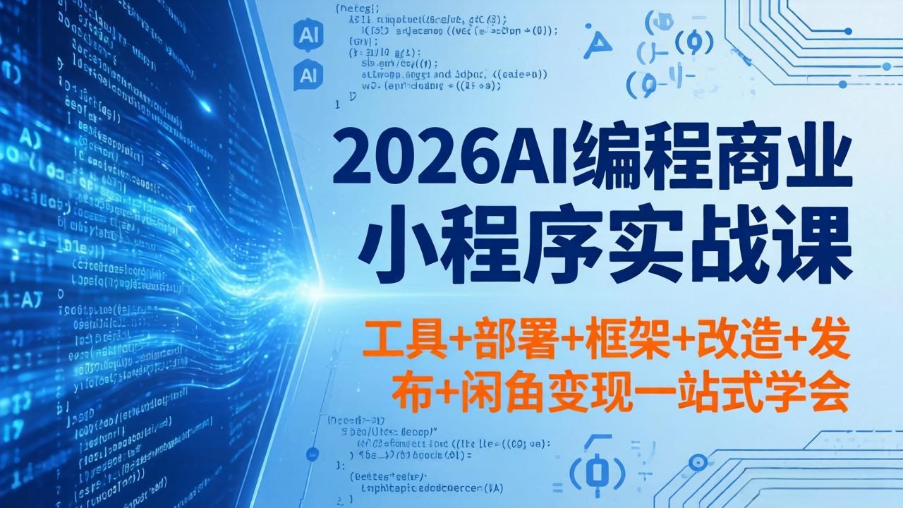 2026AI编程商业小程序实战课，工具+部署+框架+改造+发布+闲鱼变现一站式学会-hcnxn