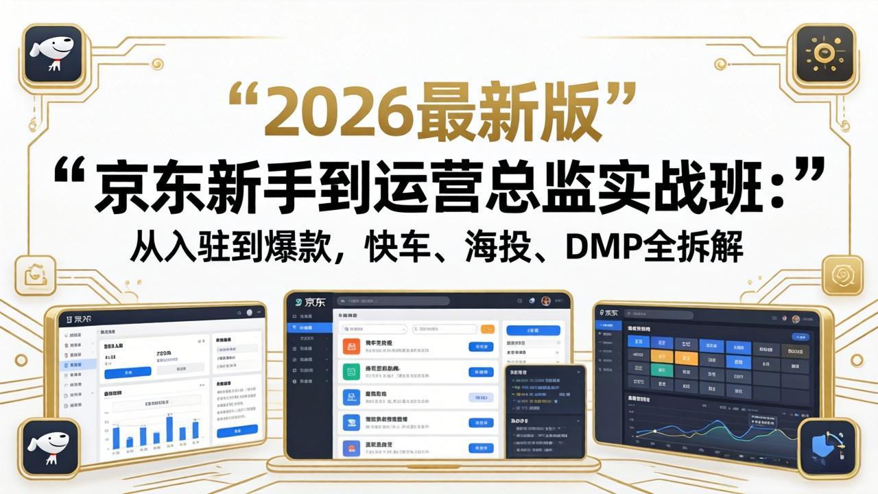 京东新手到运营总监实战班：从入驻到爆款，快车、海投、DMP全拆解，2026最新版-hcnxn