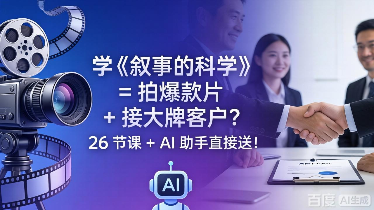 学《叙事的科学》= 拍爆款片 + 接大牌客户？26 节课 + AI 助手直接送！-hcnxn