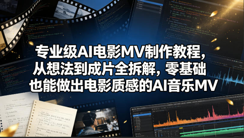 专业级AI电影MV制作教程，从想法到成片全拆解，零基础也能做出电影质感的AI音乐MV-hcnxn
