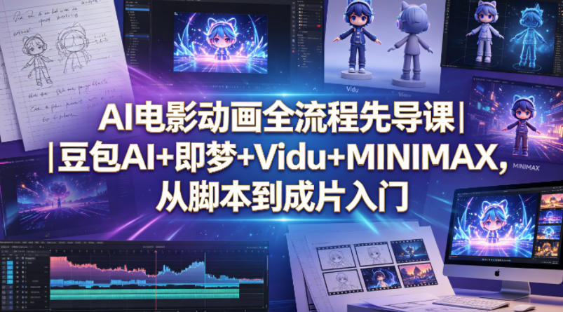 AI电影动画全流程先导课｜豆包AI+即梦+Vidu+MINIMAX，从脚本到成片入门-hcnxn
